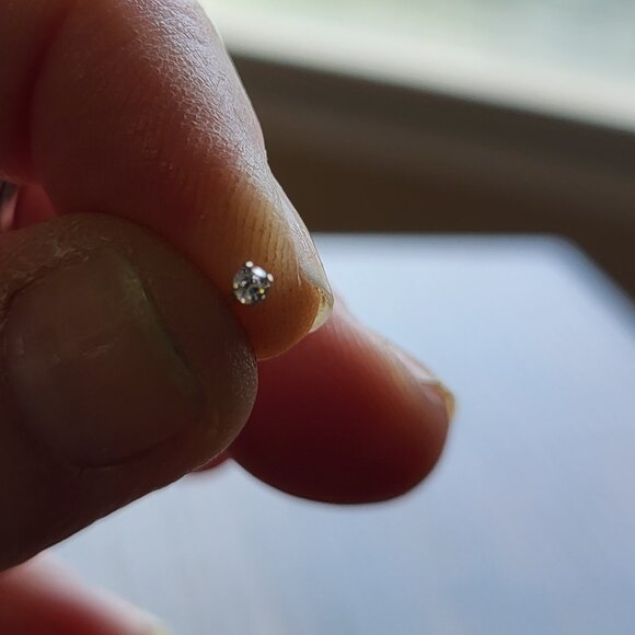 STERLING SILVER 925 NOSE STUD 18 GAUGE WITH CUBIC ZIRCONIA NEW - Picture 3 of 4